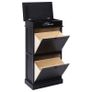 Shoe Cabinet Black 50x28x98 cm Paulownia Wood Image 3