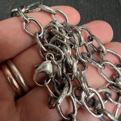 Hand Forged Sterling Silver Chain. Unique Lost Wax Cast Links. Handmade 925 Necklace 50cm