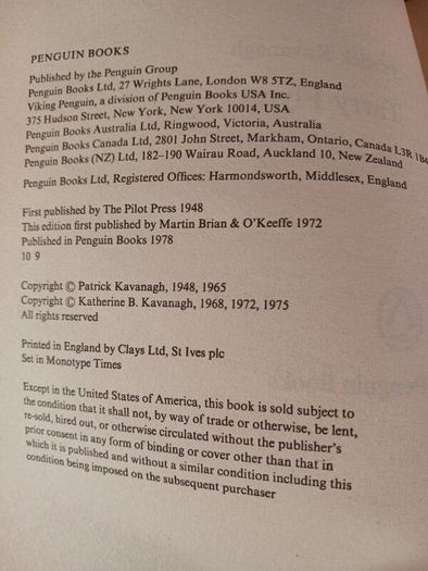 Patrick Kavanagh/ Tarry Flynn/ Penguin/ 1978