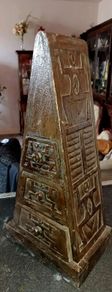 Wooden carved box with drawers