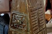 Wooden carved box with drawers