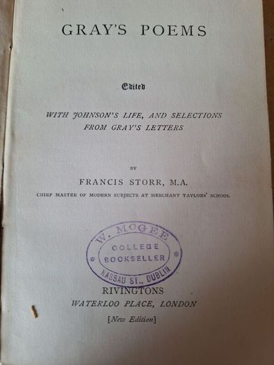 Rare book - Gray's Poems Rivingstone Edition