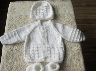 Hand Knitted Baby's Cardigan, Hat & bootie's