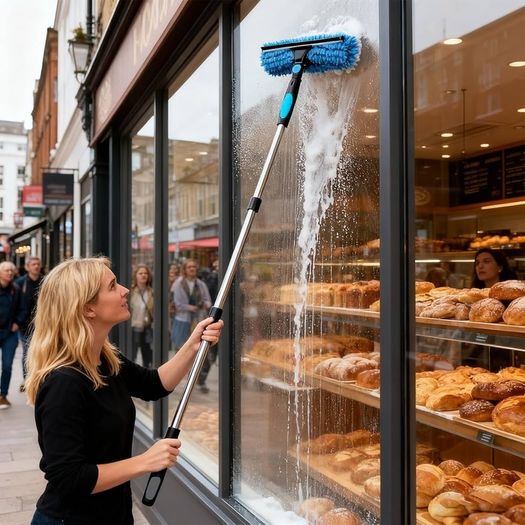 Window Cleaning Equipment with Extension Pole 70in 180 Rotatable Squeegee & Microfiber Scrubber,176cm Professional Window Cleaning Kit for High Windows, Shower Glass, Car and Mirror