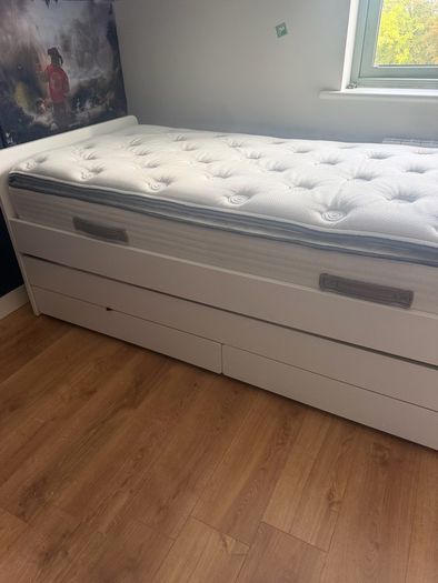 IKEA single bed with underbed and storage with two high quality mattresses