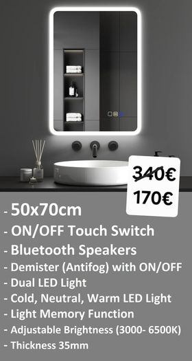 LED Bathroom Mirror 50x70cm