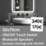 LED Bathroom Mirrors Speakers Demister Antifog Weather Station Clock Dual LED Sensor Touch Image 2