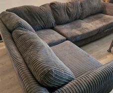 Grey corduroy corner sofa