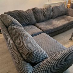 Grey corduroy corner sofa