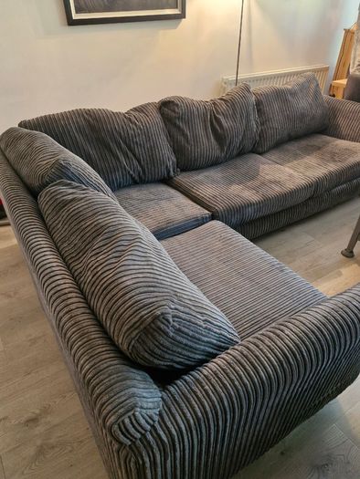 Grey corduroy corner sofa