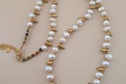 Classic Freshwater Pearl with Brass Beads Necklace