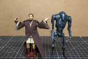 Star Wars Revenge of Sith Obi Wan Kenobi &amp; Super Battle Droid Force Jump Attack