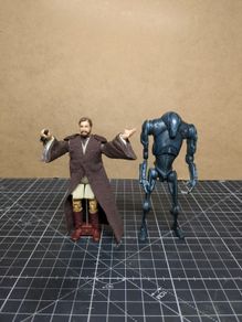 Star Wars Revenge of Sith Obi Wan Kenobi & Super Battle Droid Force Jump Attack