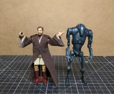 Star Wars Revenge of Sith Obi Wan Kenobi & Super Battle Droid Force Jump Attack
