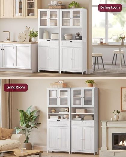 Storage Cabinet, Freestanding Bathroom Storage Unit with Adjustable Shelves, Drawer
