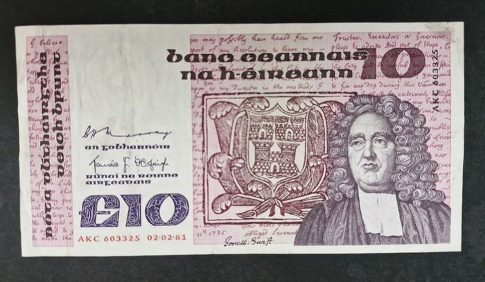 1981 Ireland 10 Pound Banknote