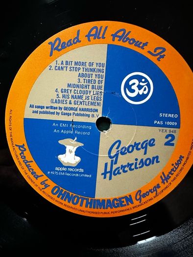 George Harrison Original 1975 extra texture Read all about it vinyl record   In fabulous condition for a 50+ year old record