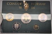 Norway 1986 Coin Set in Original Holder Stunning Rainbow Toned Coin Set Gem BU