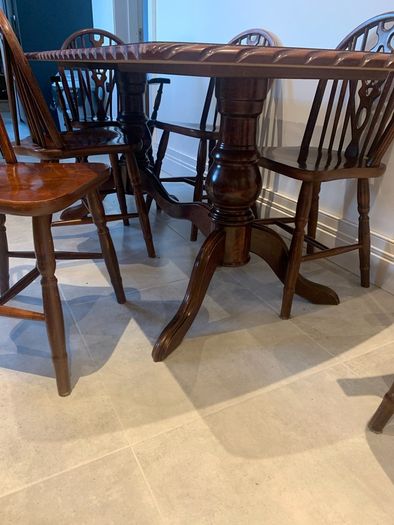 Mahogany dining table and six chairs