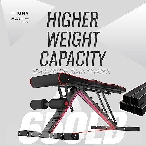 Adjustable Weight Bench, Exercise Workout Bench for Full Body Workout- Multi-Purpose Foldable Bench, Folding Dumbbells Bench with Resistance Band Set