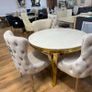 Gold Marble Kitchen Dining Table With 6 Chairs Image 10