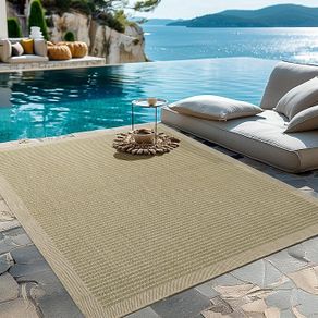 XXL Outdoor Rug Weatherproof 240 x 340 cm Green Sisal Look Rug Washable and Waterproof Rug Kitchen Balcony Patio and