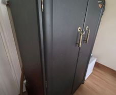 Upcycled Armoire- drink and glasses storage