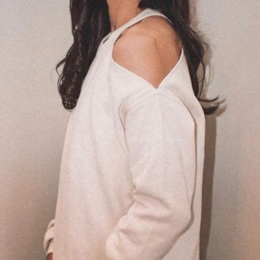 Sinead Keary The Label Asymmetric Cutout Cream Sweatshirt