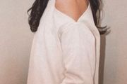 Sinead Keary The Label Asymmetric Cutout Cream Sweatshirt