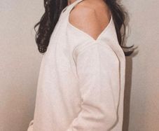 Sinead Keary The Label Asymmetric Cutout Cream Sweatshirt