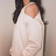 Sinead Keary The Label Asymmetric Cutout Cream Sweatshirt