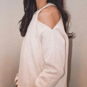 Sinead Keary The Label Asymmetric Cutout Cream Sweatshirt