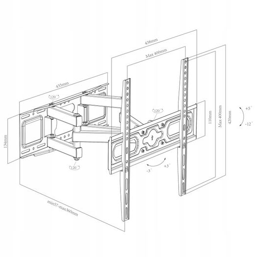 Tv Wall Mount Bracket Tilt Swivel Full Motion 35"-65"