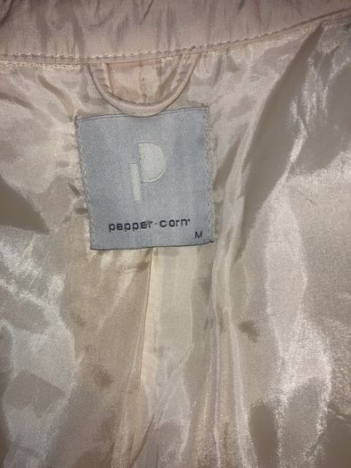 Pepper Corn Zip Up Cream Coat - Fully lined - Size M