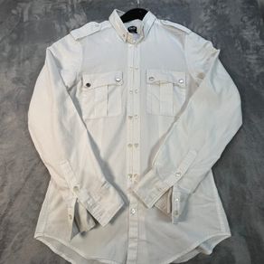 Vintage D&G Dolce & Gabbana White Textured Cotton Blend Long Sleeve Shirt Sz46