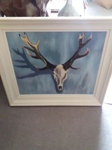 Caroline Carroll Oil Painting - Stag Skull