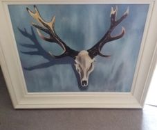 Caroline Carroll Oil Painting - Stag Skull