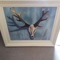 Caroline Carroll Oil Painting - Stag Skull