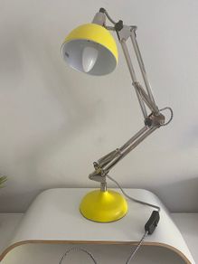 Yellow adjustable desk lamp with Chrome Articulated Arm