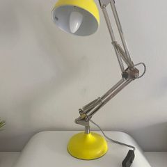 Yellow adjustable desk lamp with Chrome Articulated Arm
