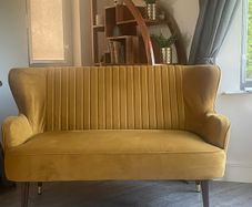 Mustard Yellow Velvet Banana Sofa