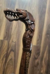 Hand-Carved Wooden Dragon Cane