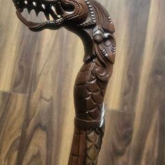 Hand-Carved Wooden Dragon Cane