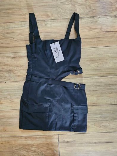 Oh Polly Black Acadia Cutout Cargo Dress