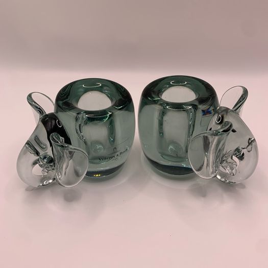 Vintage art glass Elephant shape Candholders