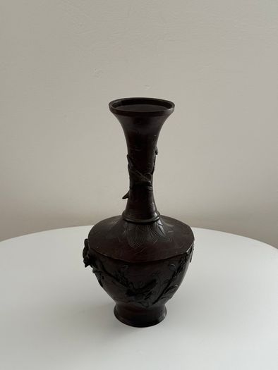 Antique Japanese Meiji Period Bronze Vase (High Relief Birds & Blossoms)  c.1890 to 1910