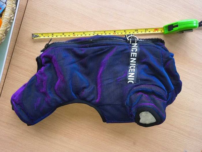 Warm Pet Jacket. Holographic, Faux Fur Lined (XS-S) Water-resistant
