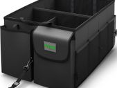 Car Boot Organiser (Black) - Storage with Tie Down Straps, Best for Tidy Auto Organization & Boot Bag Maintenance, Non-Slip Secure Travel Tote is Foldable