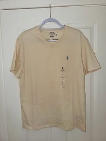 New Polo Ralph Lauren Men's V-Neck T-Shirt - Cream / Off White
