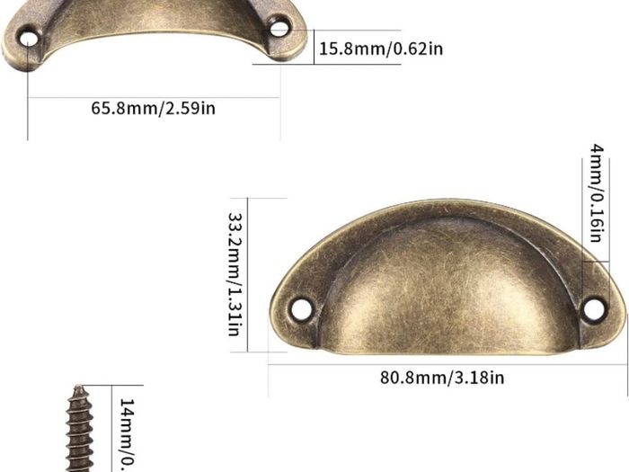24 Pcs Shell Cup Handles, Semi Circle Drawer Pull Handle, Metal Kitchen Cupboard Cabinet Dresser Door Handles Knobs, Retro Furniture Knobs (FREE POSTAGE)